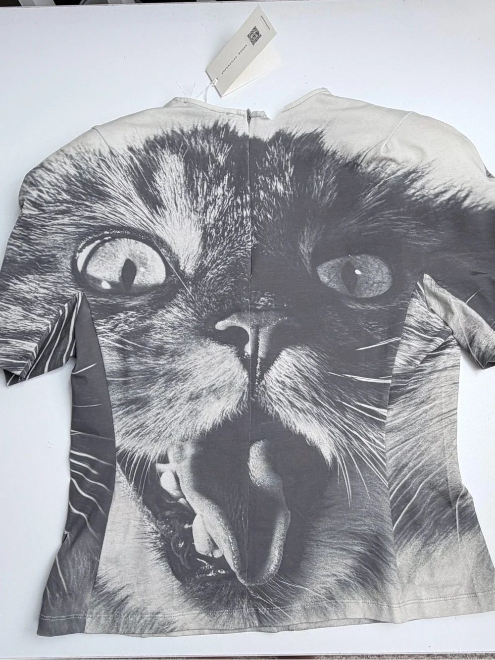 Tory Burch Animal House Graphic Cat Print T-Shirt Size 12 READ